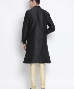 Vastramay Buy 1 Get 1 Men's Black Silk Blend Kurta And Pyjama Set