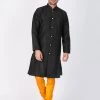 VASTRAMAY Men's Black Silk Blend Sherwani Set