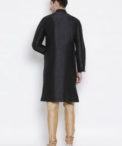 Vastramay Buy 1 Get 1 Men's Black Silk Blend Kurta And Pyjama Set 11 Vastramay Buy 1 Get 1 Men's Black Silk Blend Kurta And Pyjama Set