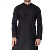 Vastramay Men's Black Linen Kurta