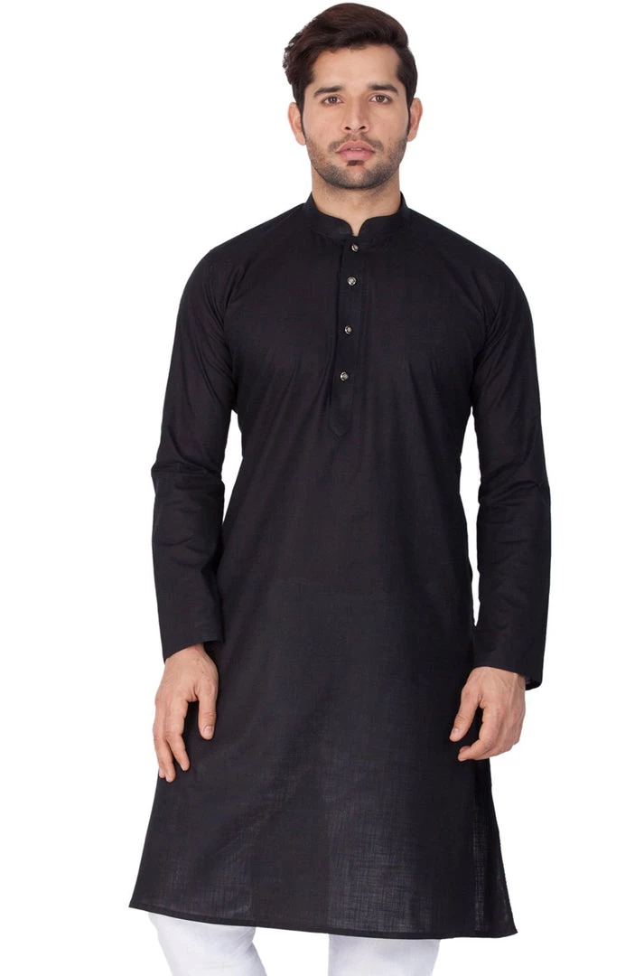 Vastramay Men's Black Linen Kurta 3 Vastramay Men's Black Linen Kurta