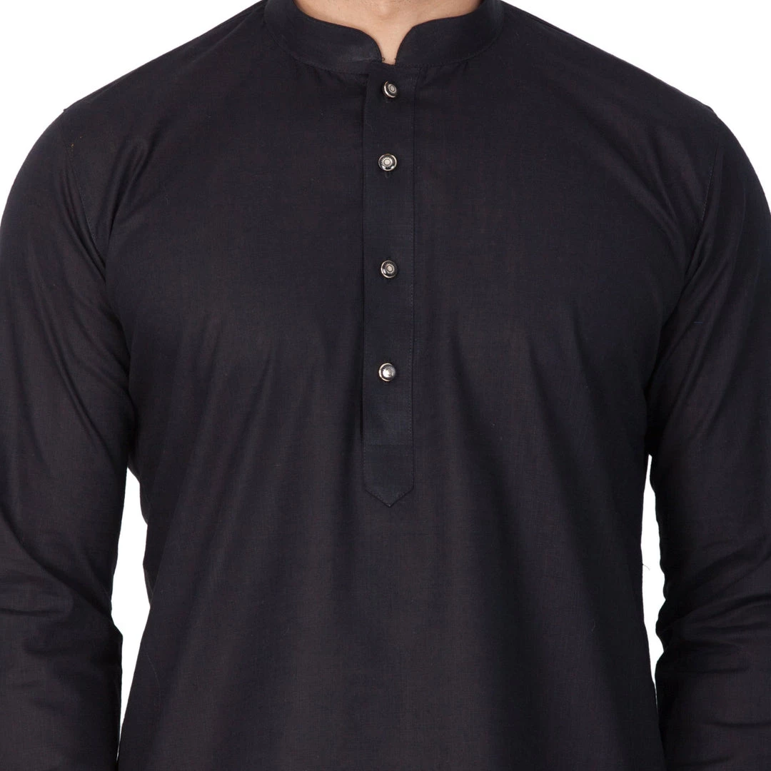 Vastramay Men's Black Linen Kurta 5 Vastramay Men's Black Linen Kurta