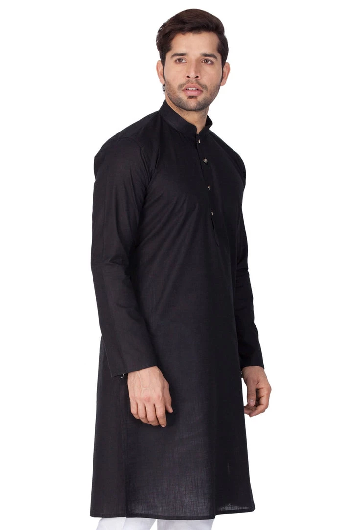 Vastramay Men's Black Linen Kurta 4 Vastramay Men's Black Linen Kurta