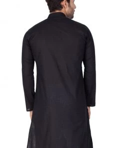 Vastramay Men's Black Linen Kurta 11 Vastramay Men's Black Linen Kurta