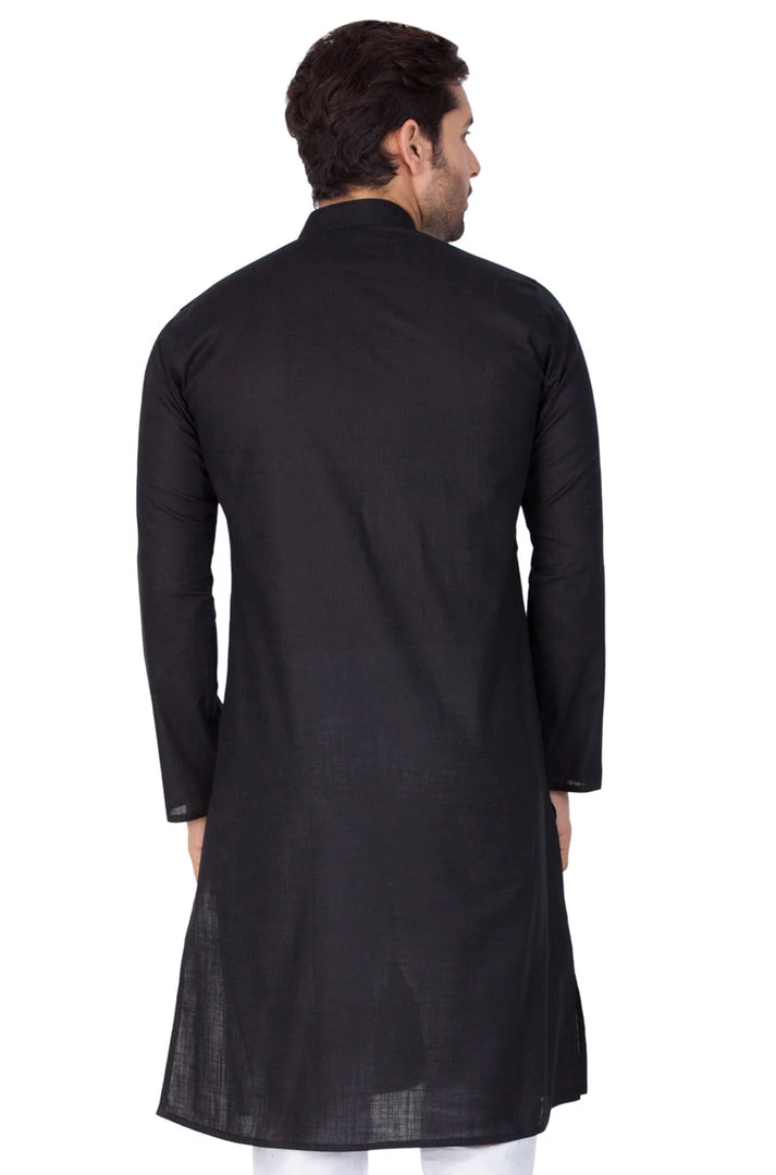 Vastramay Men's Black Linen Kurta 6 Vastramay Men's Black Linen Kurta
