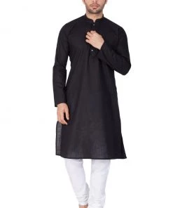 Vastramay Men's Black Linen Kurta 12 Vastramay Men's Black Linen Kurta