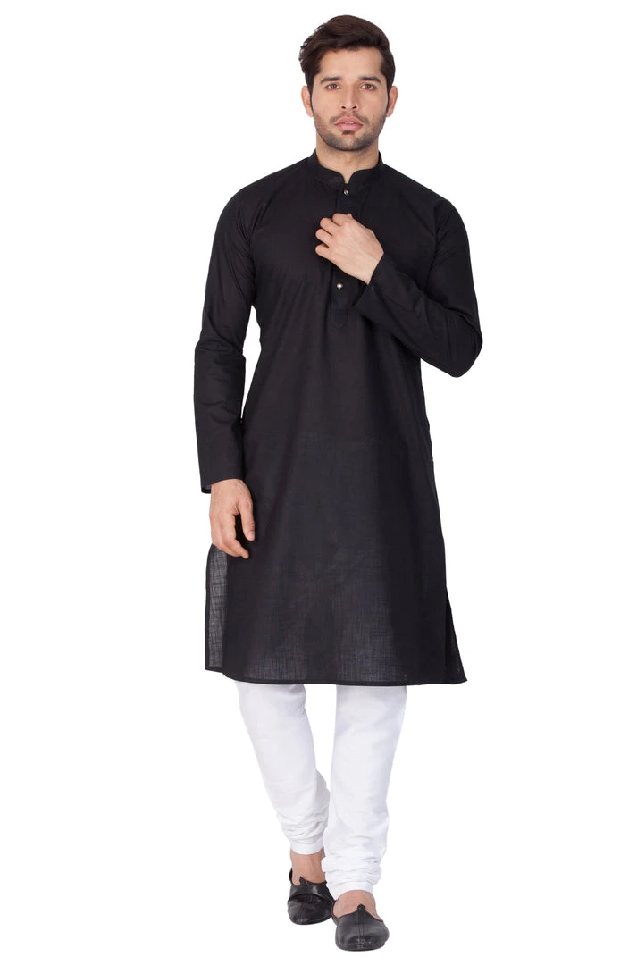 Vastramay Men's Black Linen Kurta 7 Vastramay Men's Black Linen Kurta