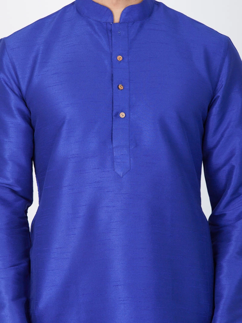 Vastramay Silk Blend Blue Baap Beta Kurta Pyjama Set 10 Vastramay Silk Blend Blue Baap Beta Kurta Pyjama Set