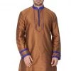 Vastramay Men's Brown Cotton Silk Blend Kurta