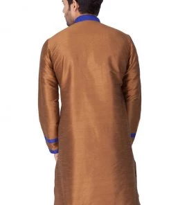 Vastramay Men's Brown Cotton Silk Blend Kurta