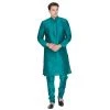 Vastramay Men's Green Cotton Silk Blend Kurta And Pyjama Set