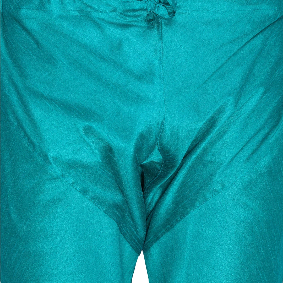 Vastramay Men's Green Cotton Silk Blend Kurta And Pyjama Set 7 Vastramay Men's Green Cotton Silk Blend Kurta And Pyjama Set