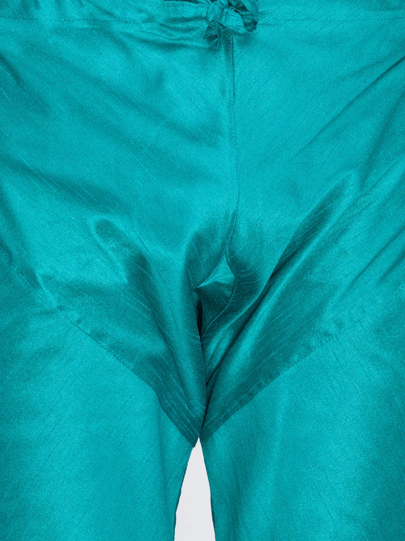 Vastramay Men's Green Silk Blend Sherwani Set 7 Vastramay Men's Green Silk Blend Sherwani Set