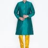 Vastramay Buy 1 Get 1 Men's Green Silk Blend Sherwani Set 1 Vastramay Buy 1 Get 1 Men's Green Silk Blend Sherwani Set