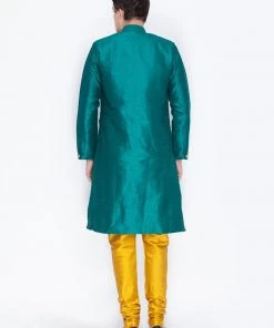 Vastramay Buy 1 Get 1 Men's Green Silk Blend Sherwani Set 10 Vastramay Buy 1 Get 1 Men's Green Silk Blend Sherwani Set