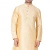 Vastramay Men's Gold Cotton Silk Blend Kurta