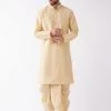 VASTRAMAY Men's Gold Solid Silk Blend Kurta And Dhoti Set 2 VASTRAMAY Men's Gold Solid Silk Blend Kurta And Dhoti Set