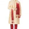 Vastramay Men's Gold Cotton Silk Blend Kurta, Pyjama & Dupatta Set