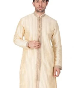 Vastramay Buy 1 Get 1 Men's Gold Cotton Silk Blend Kurta