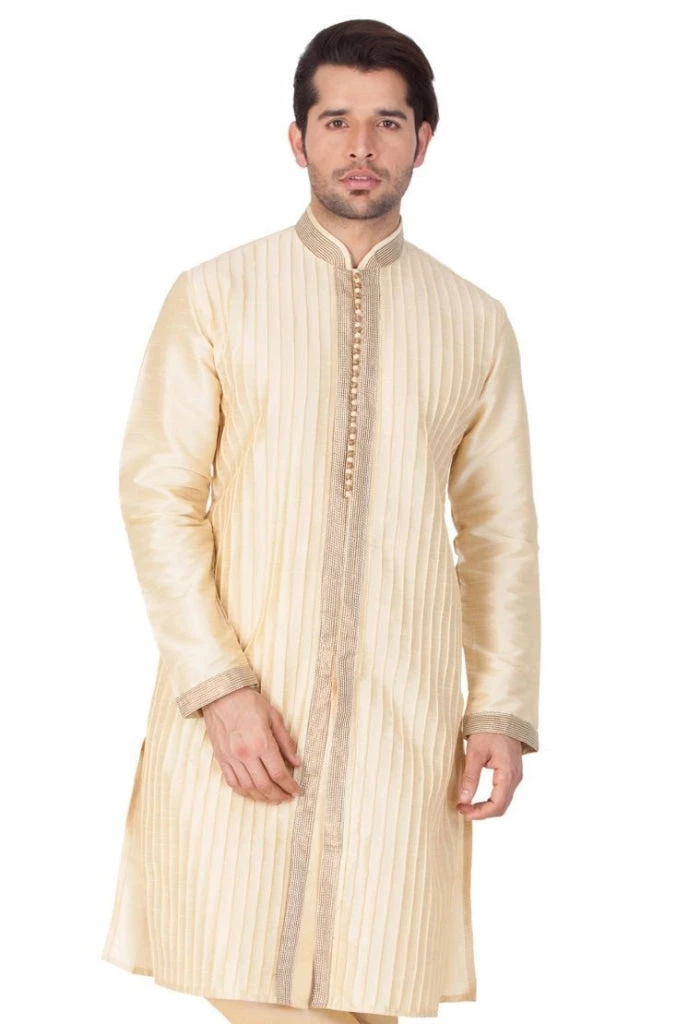 Vastramay Buy 1 Get 1 Men's Gold Cotton Silk Blend Kurta 7 Vastramay Buy 1 Get 1 Men's Gold Cotton Silk Blend Kurta