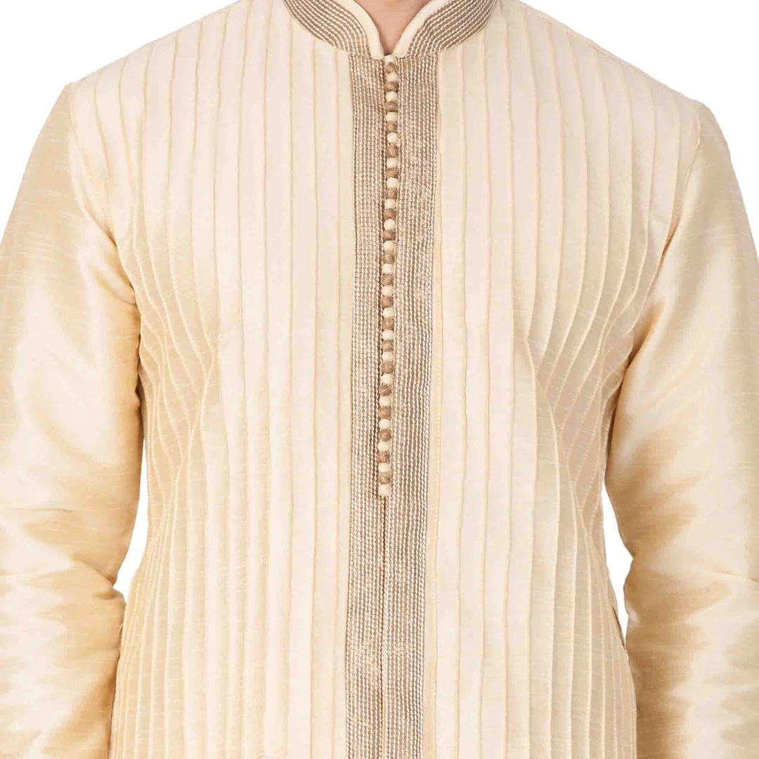 Vastramay Buy 1 Get 1 Men's Gold Cotton Silk Blend Kurta 5 Vastramay Buy 1 Get 1 Men's Gold Cotton Silk Blend Kurta