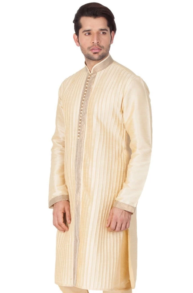 Vastramay Buy 1 Get 1 Men's Gold Cotton Silk Blend Kurta 4 Vastramay Buy 1 Get 1 Men's Gold Cotton Silk Blend Kurta