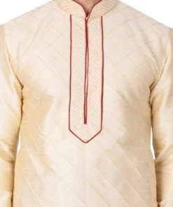 Vastramay Buy 1 Get 1 Men's Gold Silk Blend Kurta