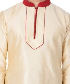 Vastramay Men's Gold Silk Blend Kurta Buy 1 Get 1 10 Vastramay Men's Gold Silk Blend Kurta Buy 1 Get 1