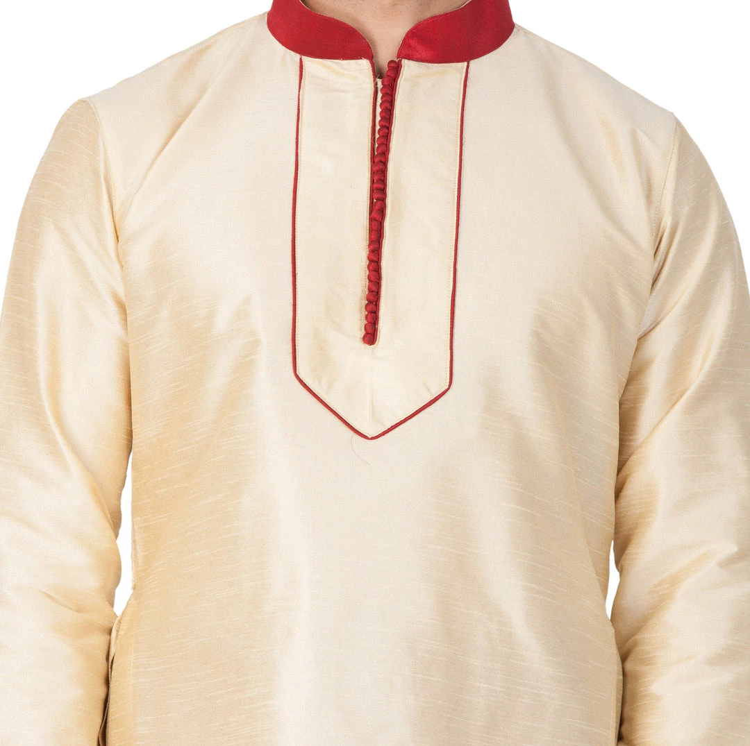 Vastramay Men's Gold Silk Blend Kurta Buy 1 Get 1 5 Vastramay Men's Gold Silk Blend Kurta Buy 1 Get 1