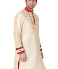 Vastramay Men's Gold Silk Blend Kurta Buy 1 Get 1
