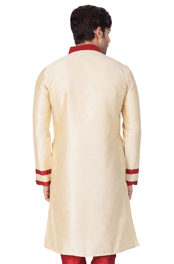 Vastramay Men's Gold Silk Blend Kurta Buy 1 Get 1 6 Vastramay Men's Gold Silk Blend Kurta Buy 1 Get 1