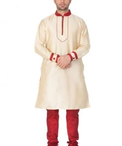 Vastramay Men's Gold Silk Blend Kurta Buy 1 Get 1 12 Vastramay Men's Gold Silk Blend Kurta Buy 1 Get 1