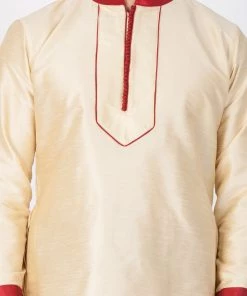 Vastramay Men's Gold Silk Blend Kurta And Pyjama Set Buy 1 Get 1