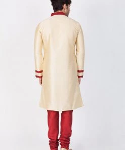 Vastramay Men's Gold Silk Blend Kurta And Pyjama Set Buy 1 Get 1