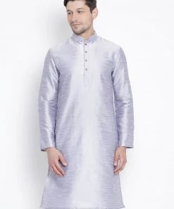 VASTRAMAY Men's Light Blue Cotton Silk Blend Kurta