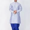 VASTRAMAY Men's Light Blue Cotton Silk Blend Kurta And Dhoti Pant Set