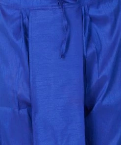 VASTRAMAY Men's Light Blue Cotton Silk Blend Kurta And Dhoti Pant Set