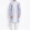 VASTRAMAY Men's Light Blue Cotton Silk Blend Kurta And Pyjama Set