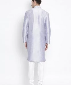 VASTRAMAY Men's Light Blue Cotton Silk Blend Kurta And Pyjama Set