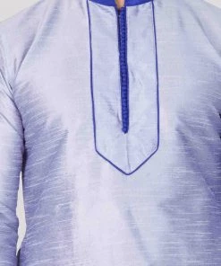 Vastramay Men's Light Blue Silk Blend Kurta