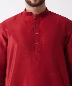 VASTRAMAY Men Maroon Regular Kurta With Dhoti Pants