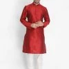 VASTRAMAY Men's Maroon Cotton Silk Blend Kurta And Pyjama Set