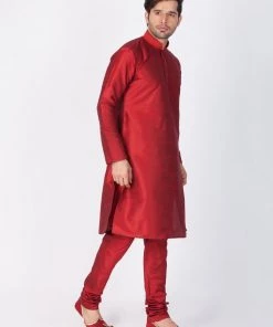 Vastramay Silk Blend Maroon Baap Beta Kurta Pyjama Set 14 Vastramay Silk Blend Maroon Baap Beta Kurta Pyjama Set