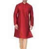 VASTRAMAY Men's Maroon Cotton Silk Blend Kurta And Pyjama Set