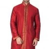 Vastramay Men's Maroon Cotton Silk Blend Kurta 1 Vastramay Men's Maroon Cotton Silk Blend Kurta