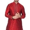 Vastramay Men's Maroon Silk Blend Kurta