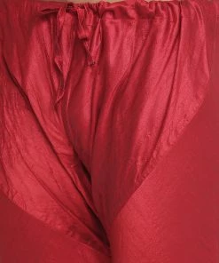 VASTRAMAY Men's Maroon Silk Blend Kurta And Pyjama Set