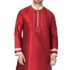 Vastramay Men's Maroon Silk Blend Kurta