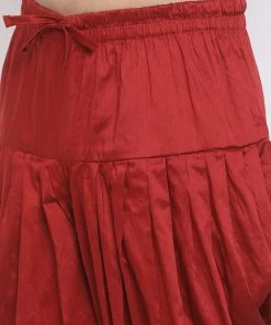 Buy 1 Get 1 Vastramay Men's Gold Silk Blend Kurta And Maroon Dhoti Set