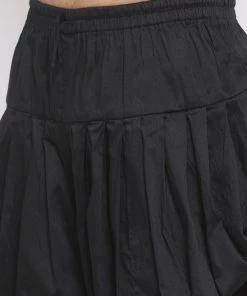 Vastramay Men's Grey Silk Blend Kurta And Black Dhoti Set 12 Vastramay Men's Grey Silk Blend Kurta And Black Dhoti Set